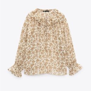 Zara Beige Floral Blouse